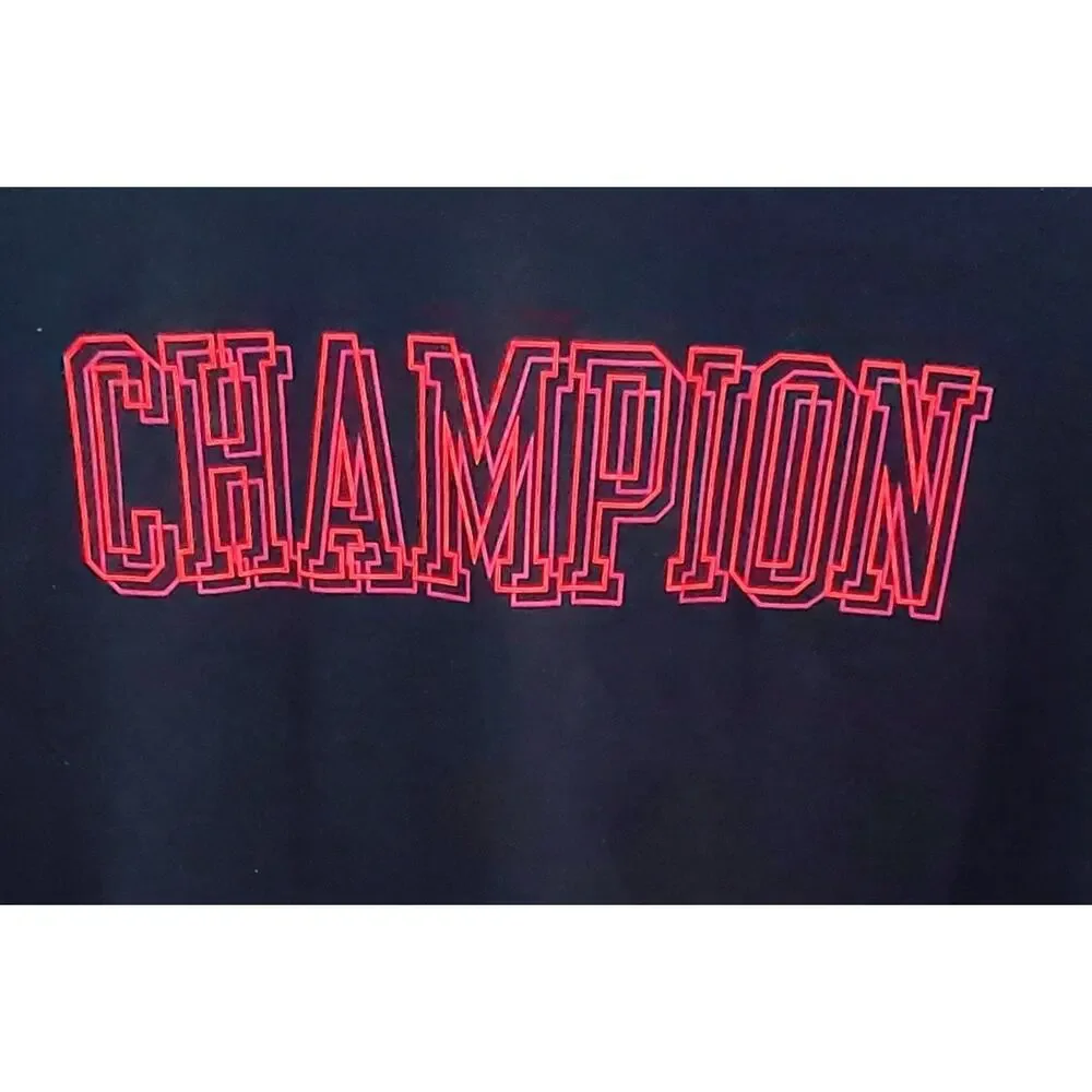 Champion T Shirt Mens 3XL Black Graphic Print Logo Casual Short Sleeve - Picture 2 of 9